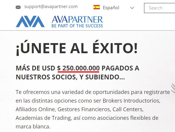 Avatrade dice no poder identificar a sus socios y por otra parte publican que ya les ha pagado más de 250 millones de dólares.